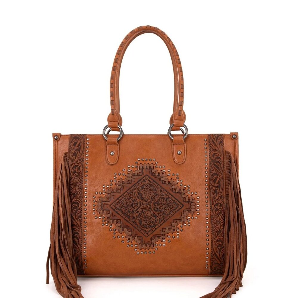 Montana West Floral Tool Fringe Collection Conceal Carry Wide Tote MW1299G-8317 - Picture 7 of 7